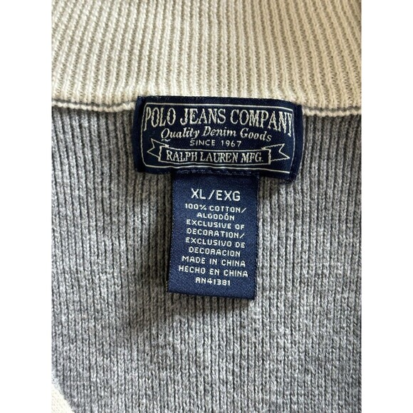 Polo Ralph Lauren Polo Jeans Co XL Pullover Sweater Quarter Zip USA Flag Logo - Picture 8 of 9
